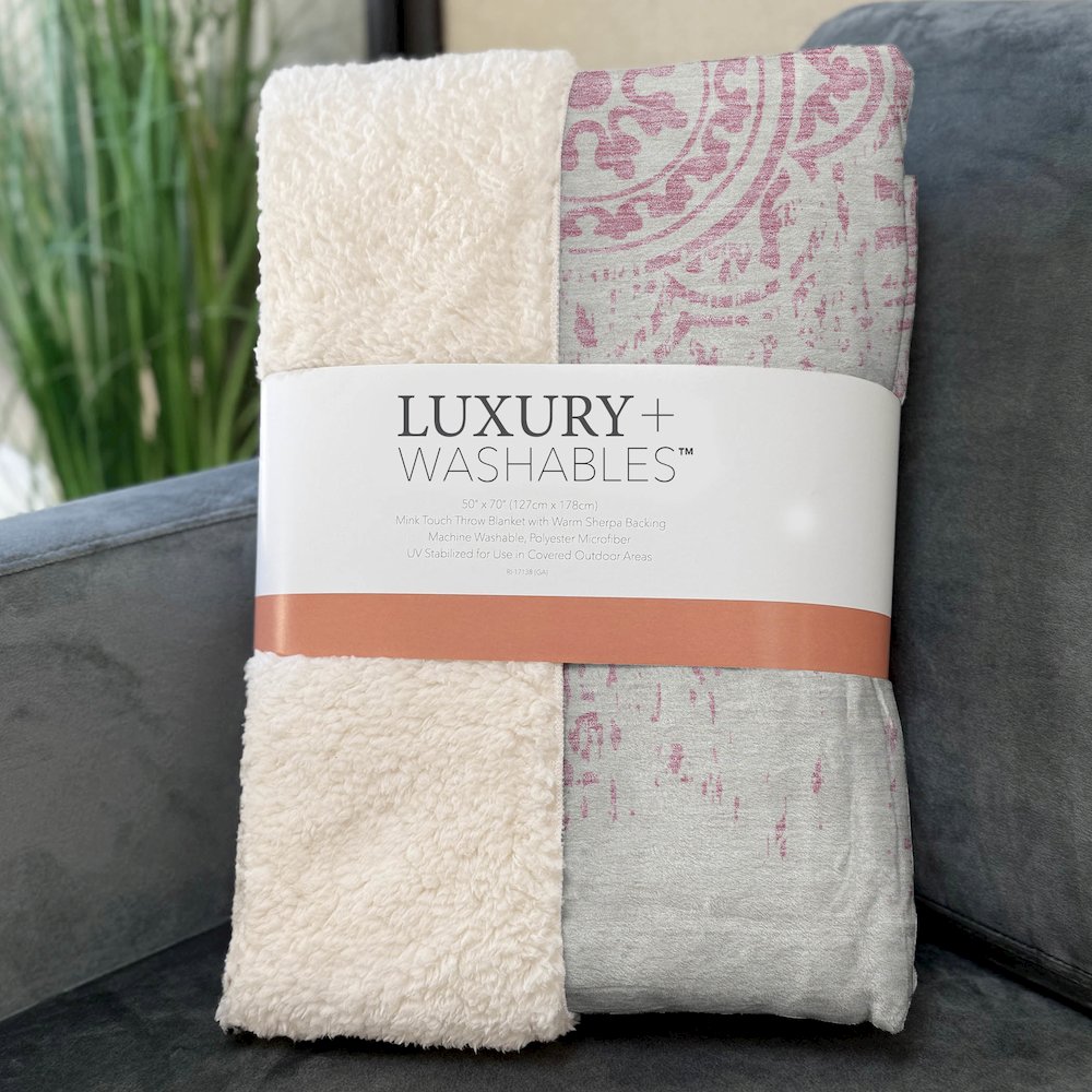 Premium Machine Washable ASB758 Pink 50" x 70" Sherpa Throw Blanket. Picture 3