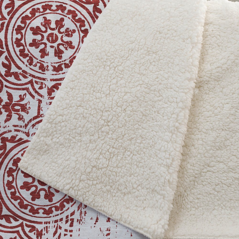 Premium Machine Washable ASB758 Red 50" x 70" Sherpa Throw Blanket. Picture 2