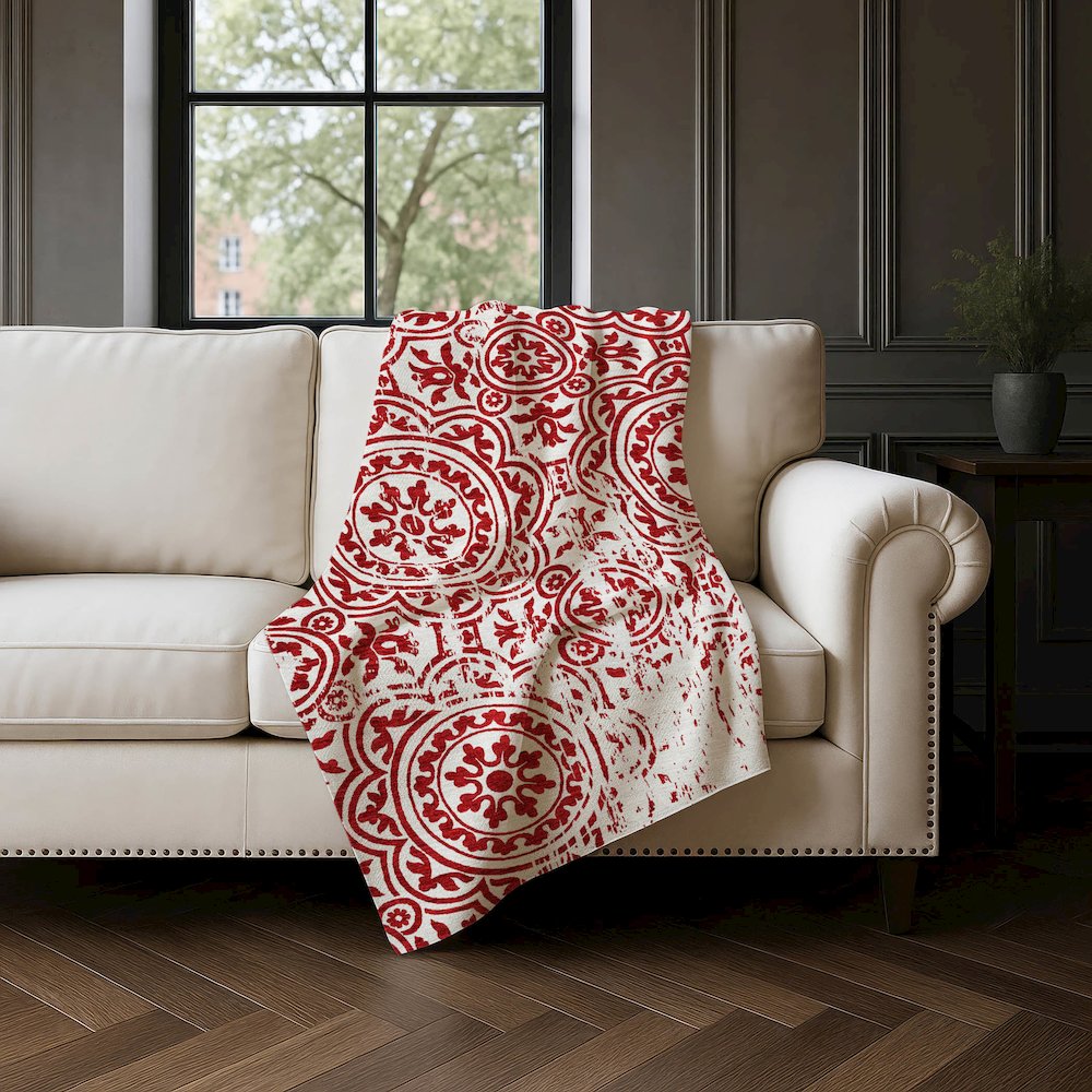 Premium Machine Washable ASB758 Red 50" x 70" Sherpa Throw Blanket. Picture 4