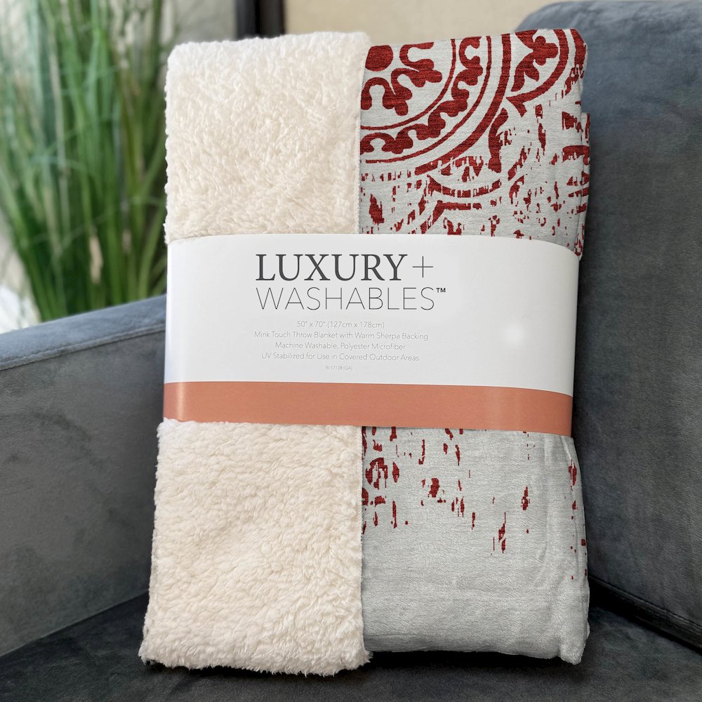 Premium Machine Washable ASB758 Red 50" x 70" Sherpa Throw Blanket. Picture 3