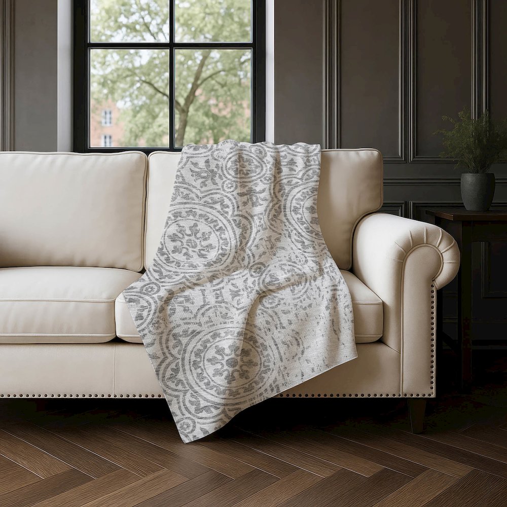 Premium Machine Washable ASB758 Silver 50" x 70" Sherpa Throw Blanket. Picture 4