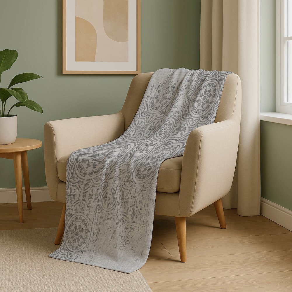 Premium Machine Washable ASB758 Silver 50" x 70" Sherpa Throw Blanket. Picture 5