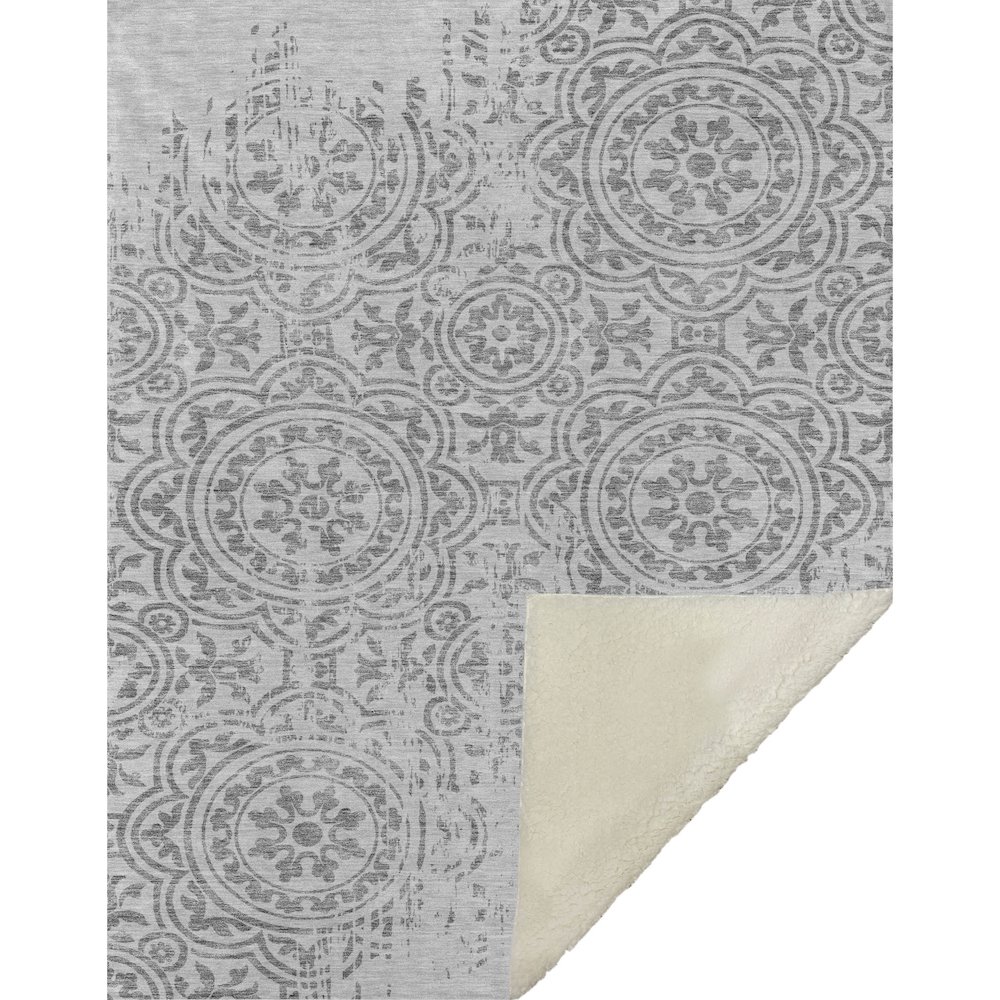 Premium Machine Washable ASB758 Silver 50" x 70" Sherpa Throw Blanket. Picture 1