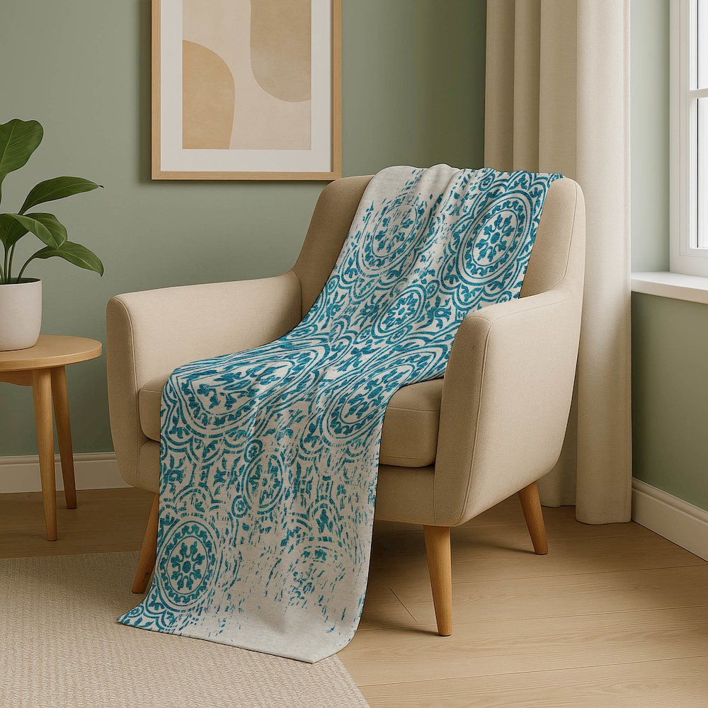 Premium Machine Washable ASB758 Teal 50" x 70" Sherpa Throw Blanket. Picture 5