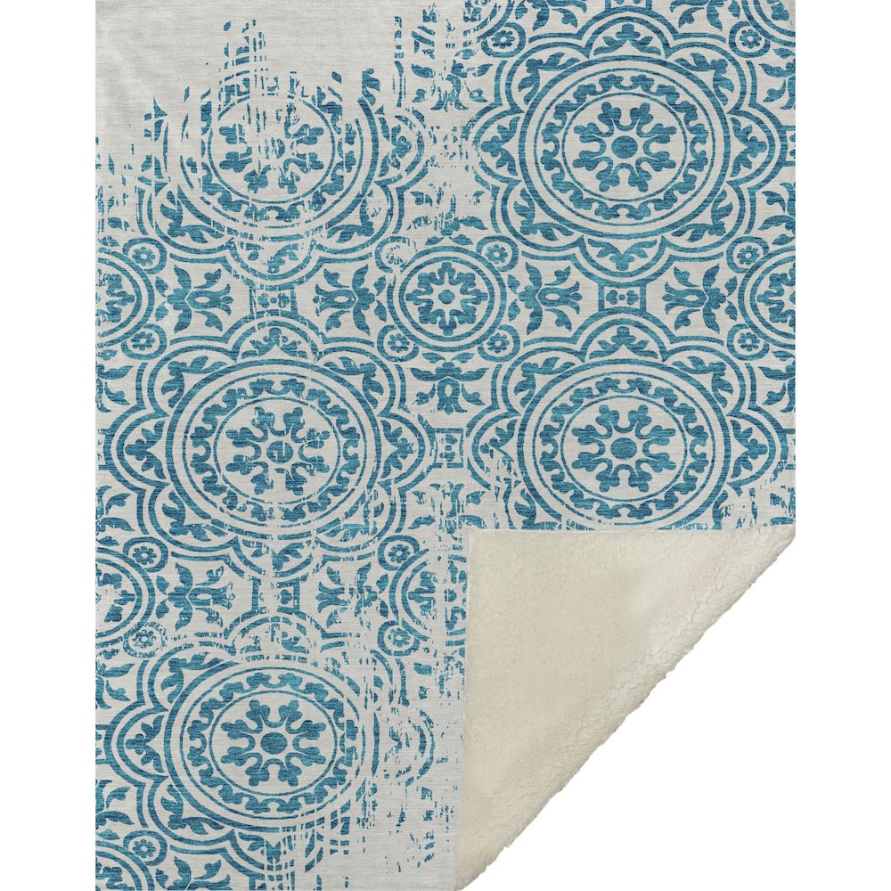 Premium Machine Washable ASB758 Teal 50" x 70" Sherpa Throw Blanket. Picture 1