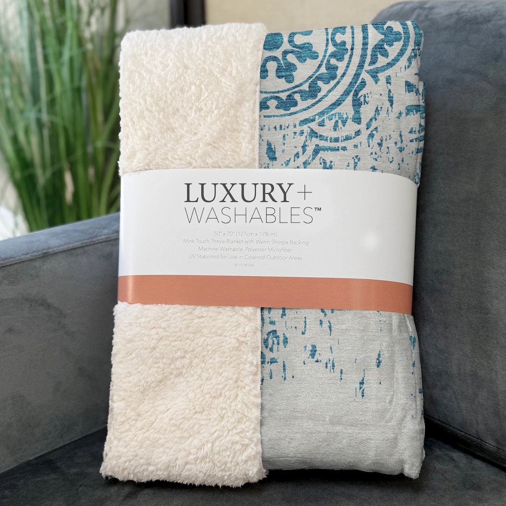 Premium Machine Washable ASB758 Teal 50" x 70" Sherpa Throw Blanket. Picture 3