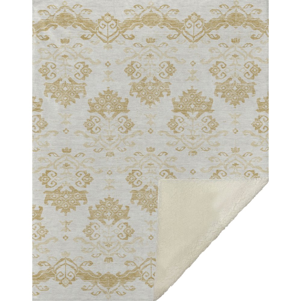 Premium Machine Washable ASB759 Gold 50" x 70" Sherpa Throw Blanket. Picture 1