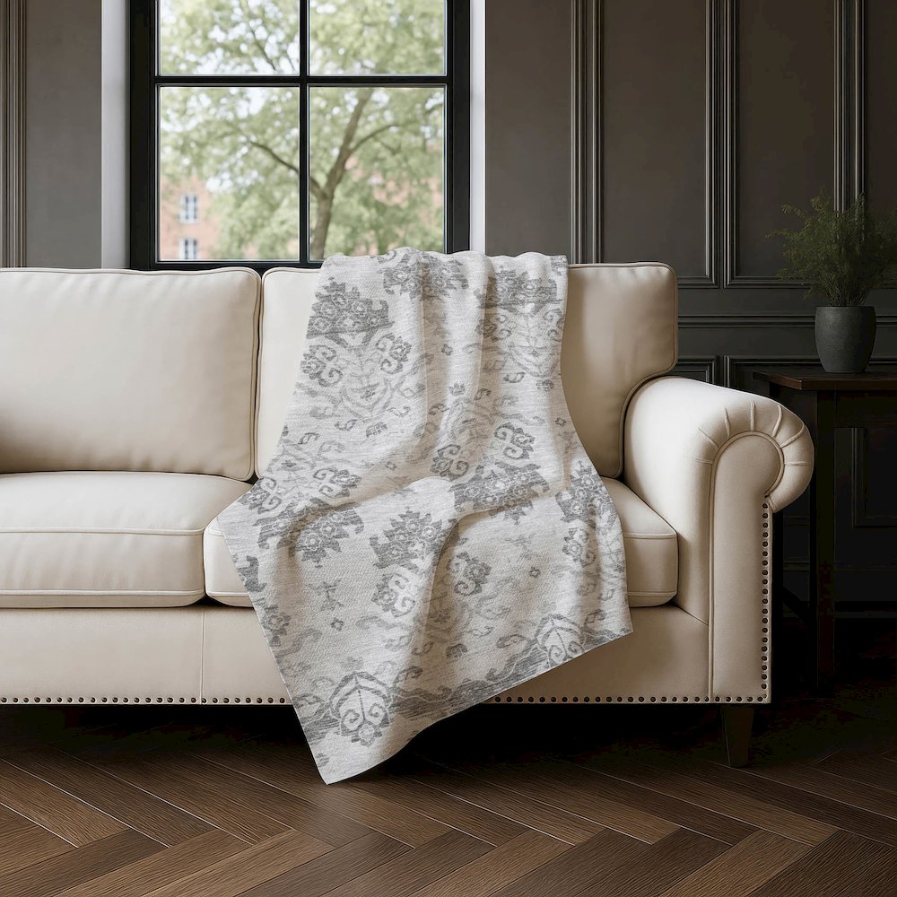 Premium Machine Washable ASB759 Graphite 50" x 70" Sherpa Throw Blanket. Picture 4