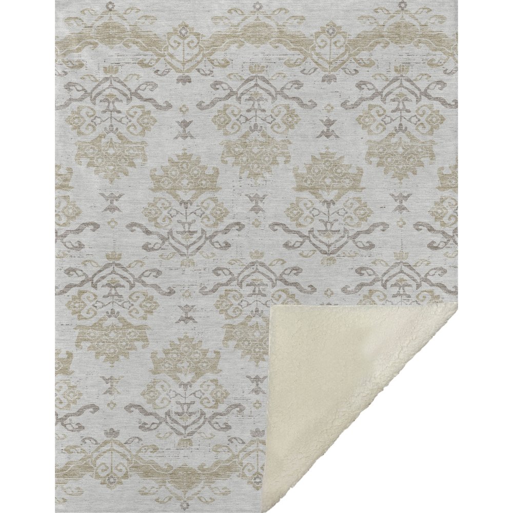 Premium Machine Washable ASB759 Ivory 50" x 70" Sherpa Throw Blanket. Picture 1