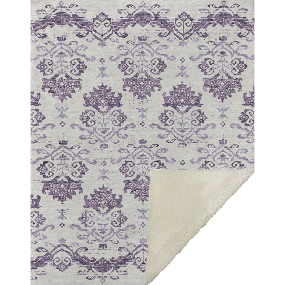 Premium Machine Washable ASB759 Purple 50" x 70" Sherpa Throw Blanket. Picture 1