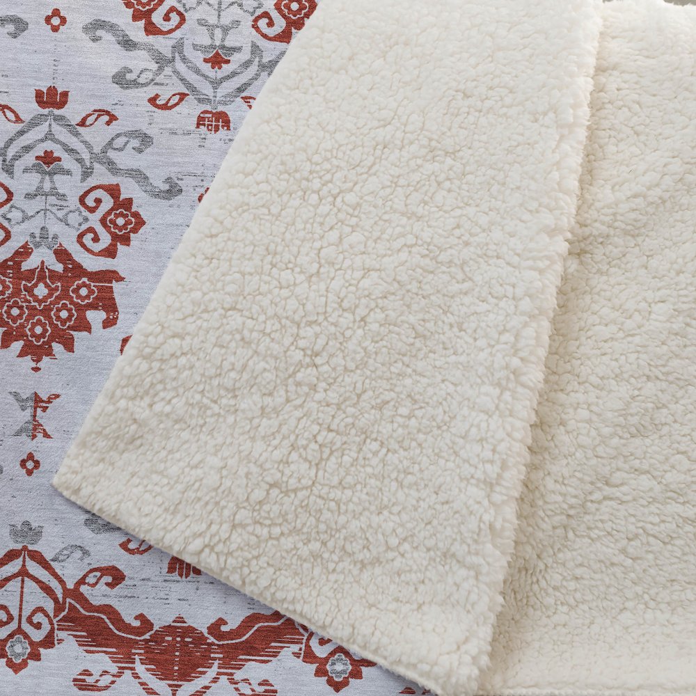 Premium Machine Washable ASB759 Red 50" x 70" Sherpa Throw Blanket. Picture 2