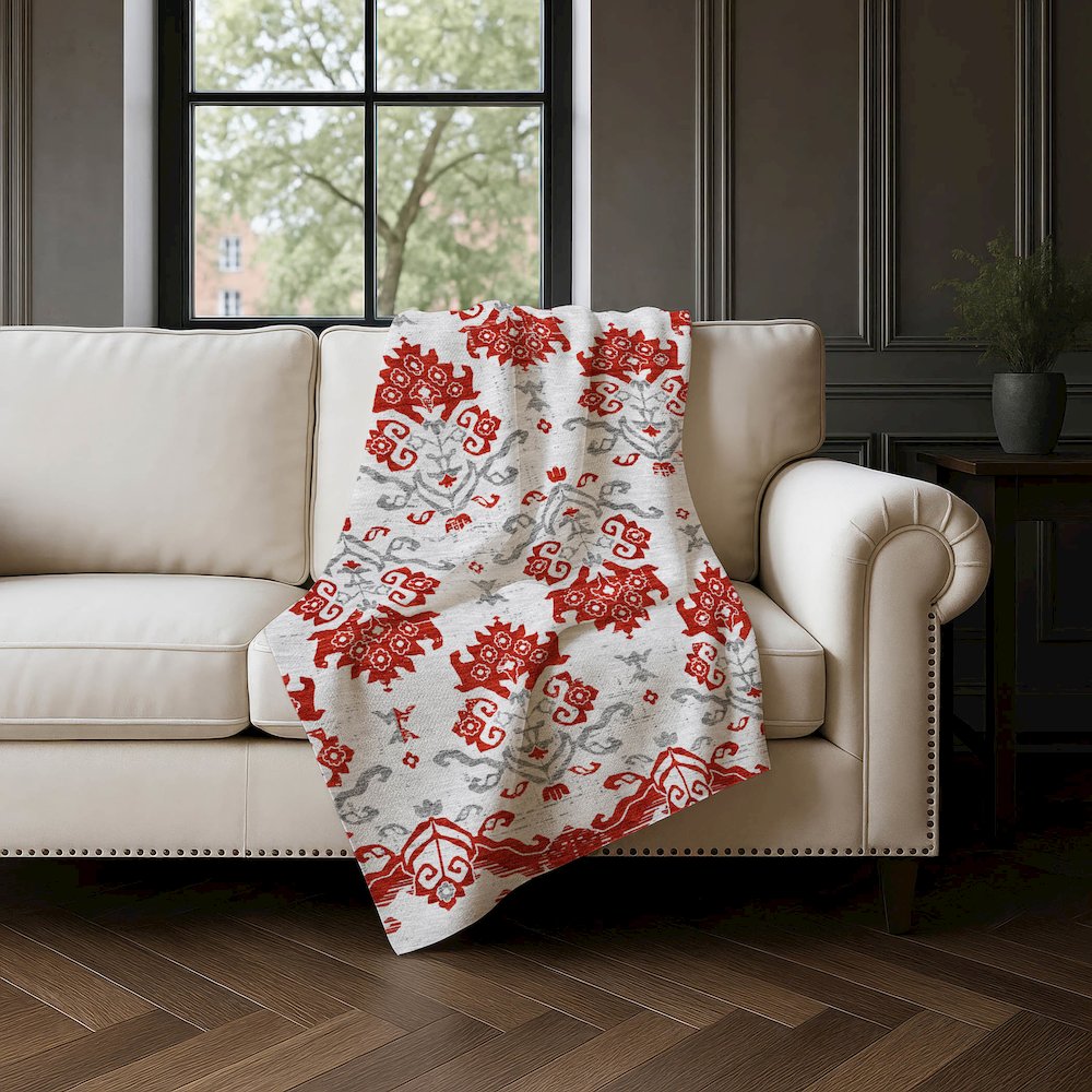 Premium Machine Washable ASB759 Red 50" x 70" Sherpa Throw Blanket. Picture 4