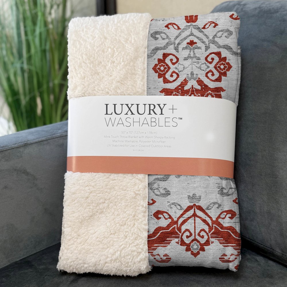Premium Machine Washable ASB759 Red 50" x 70" Sherpa Throw Blanket. Picture 3