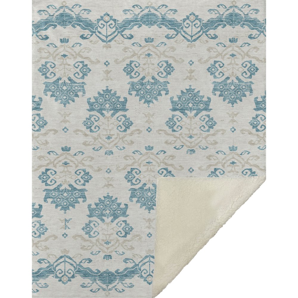 Premium Machine Washable ASB759 Teal 50" x 70" Sherpa Throw Blanket. Picture 1