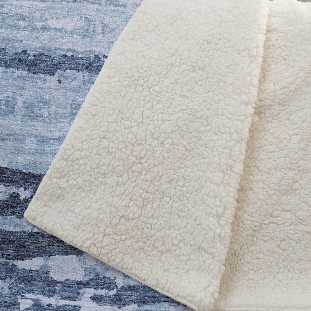 Premium Machine Washable ASB75 Blue 50" x 70" Sherpa Throw Blanket. Picture 2