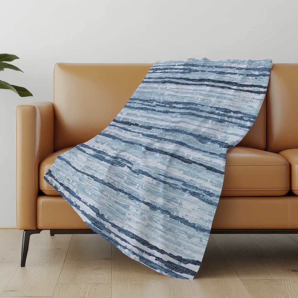 Premium Machine Washable ASB75 Blue 50" x 70" Sherpa Throw Blanket. Picture 4