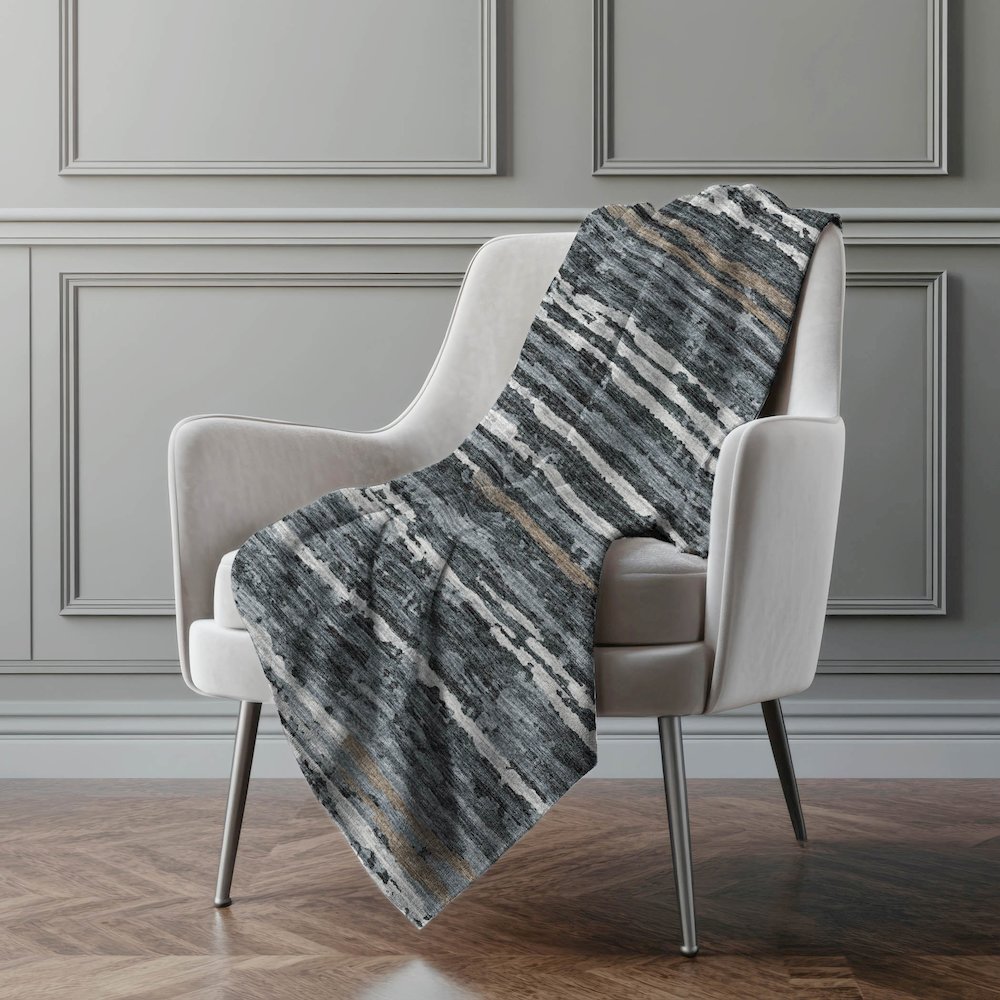 Premium Machine Washable ASB75 Shadow 50" x 70" Sherpa Throw Blanket. Picture 5