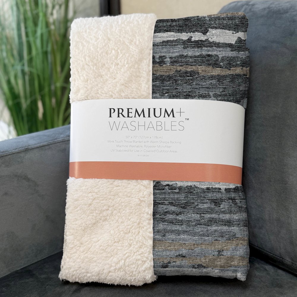 Premium Machine Washable ASB75 Shadow 50" x 70" Sherpa Throw Blanket. Picture 3