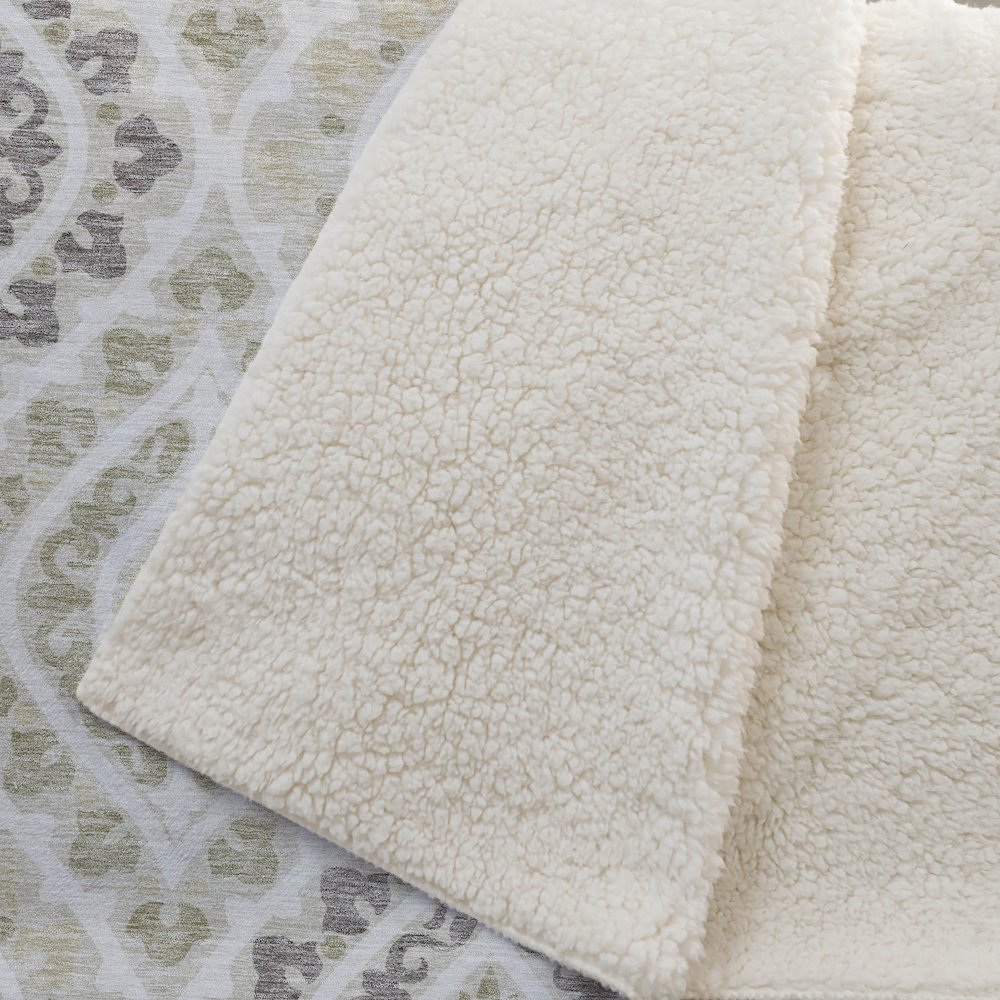 Premium Machine Washable ASB761 Beige 50" x 70" Sherpa Throw Blanket. Picture 2