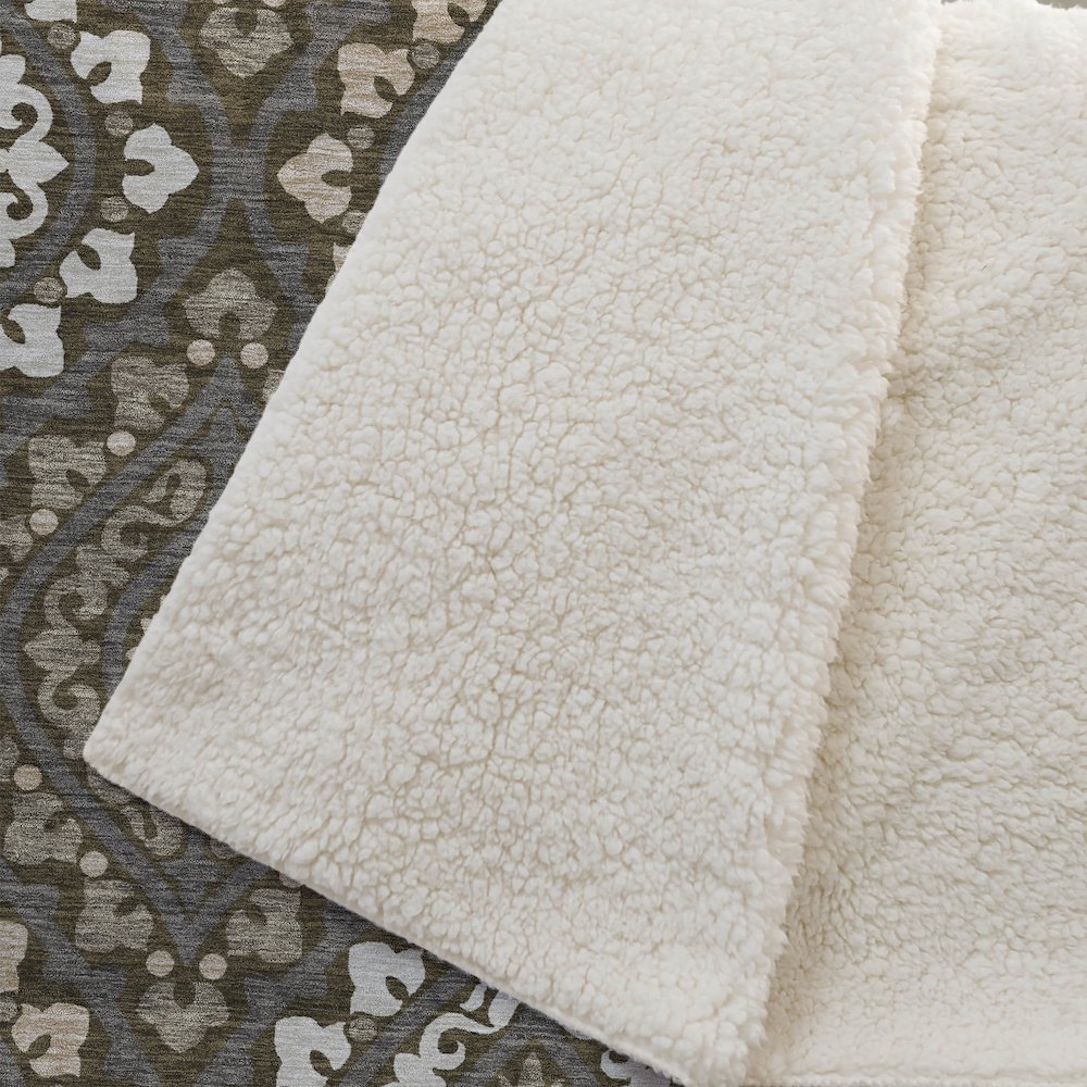 Premium Machine Washable ASB761 Fudge 50" x 70" Sherpa Throw Blanket. Picture 2