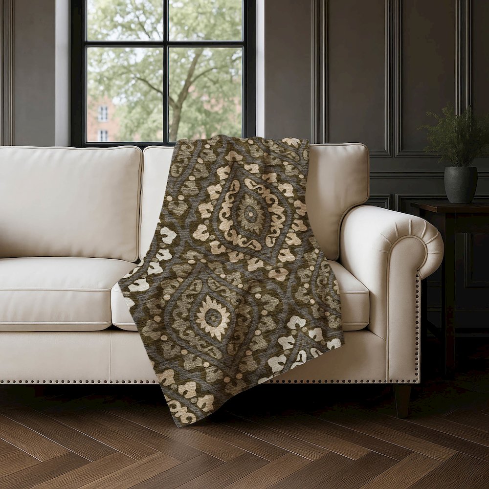 Premium Machine Washable ASB761 Fudge 50" x 70" Sherpa Throw Blanket. Picture 4