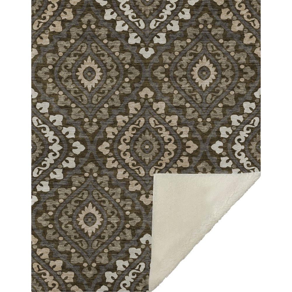 Premium Machine Washable ASB761 Fudge 50" x 70" Sherpa Throw Blanket. Picture 1