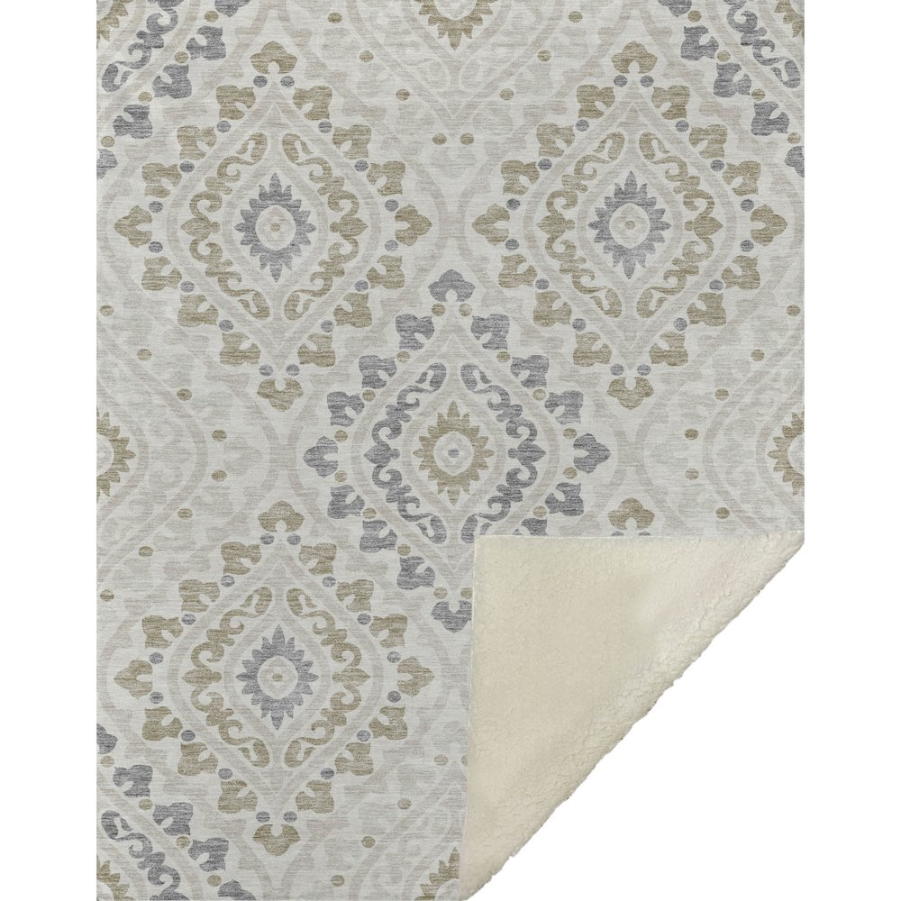 Premium Machine Washable ASB761 Ivory 50" x 70" Sherpa Throw Blanket. Picture 1