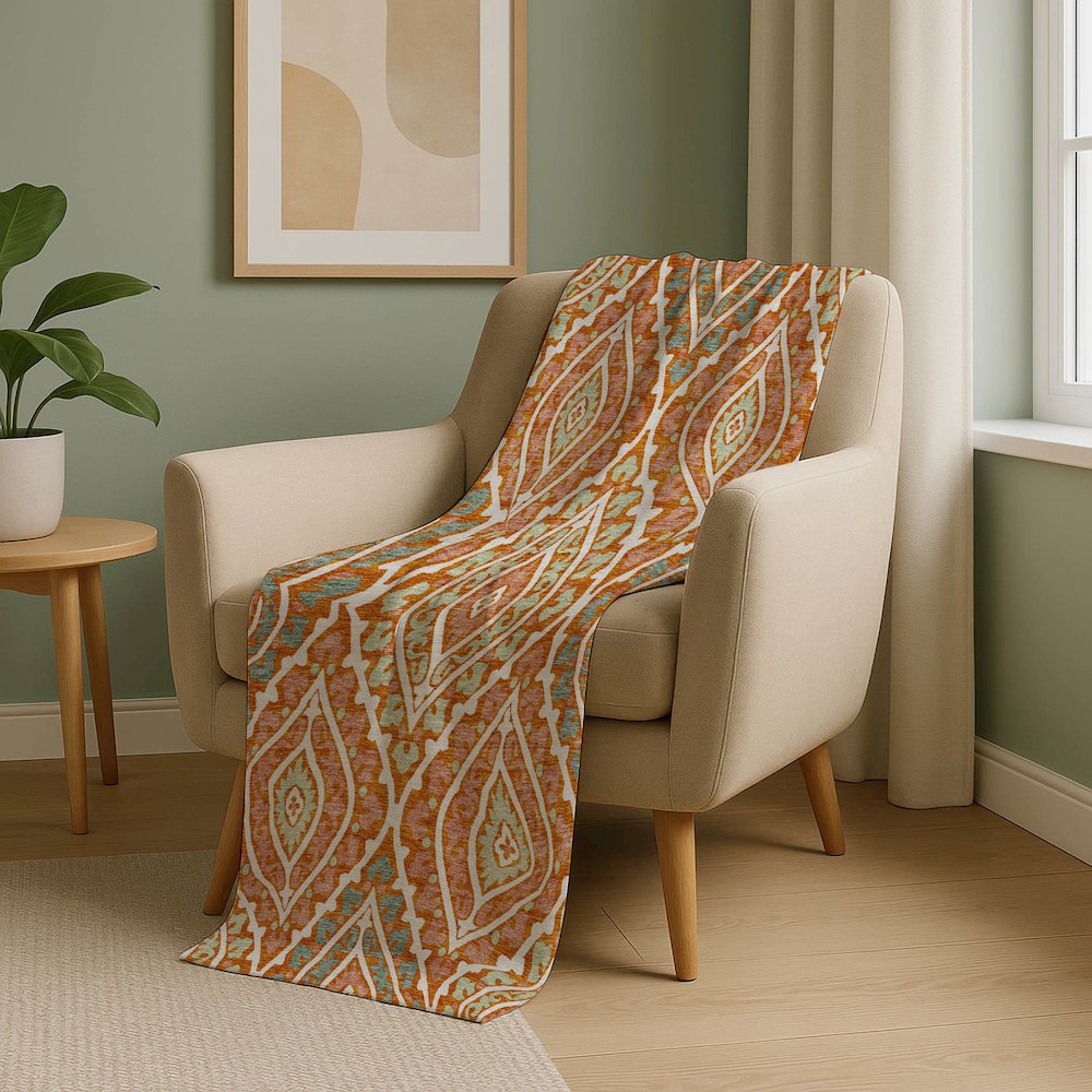 Premium Machine Washable ASB761 Orange 50" x 70" Sherpa Throw Blanket. Picture 5