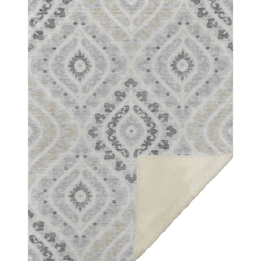 Premium Machine Washable ASB761 Silver 50" x 70" Sherpa Throw Blanket. Picture 1