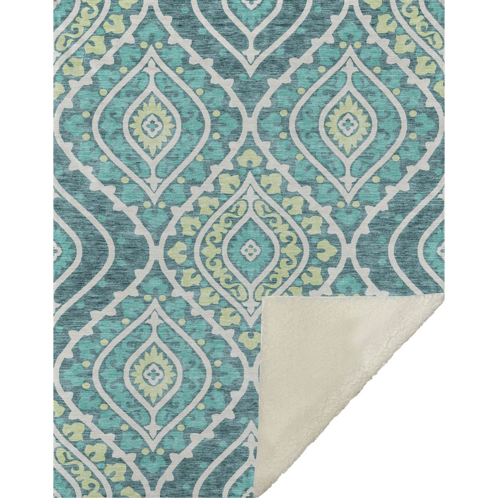 Premium Machine Washable ASB761 Teal 50" x 70" Sherpa Throw Blanket. Picture 1