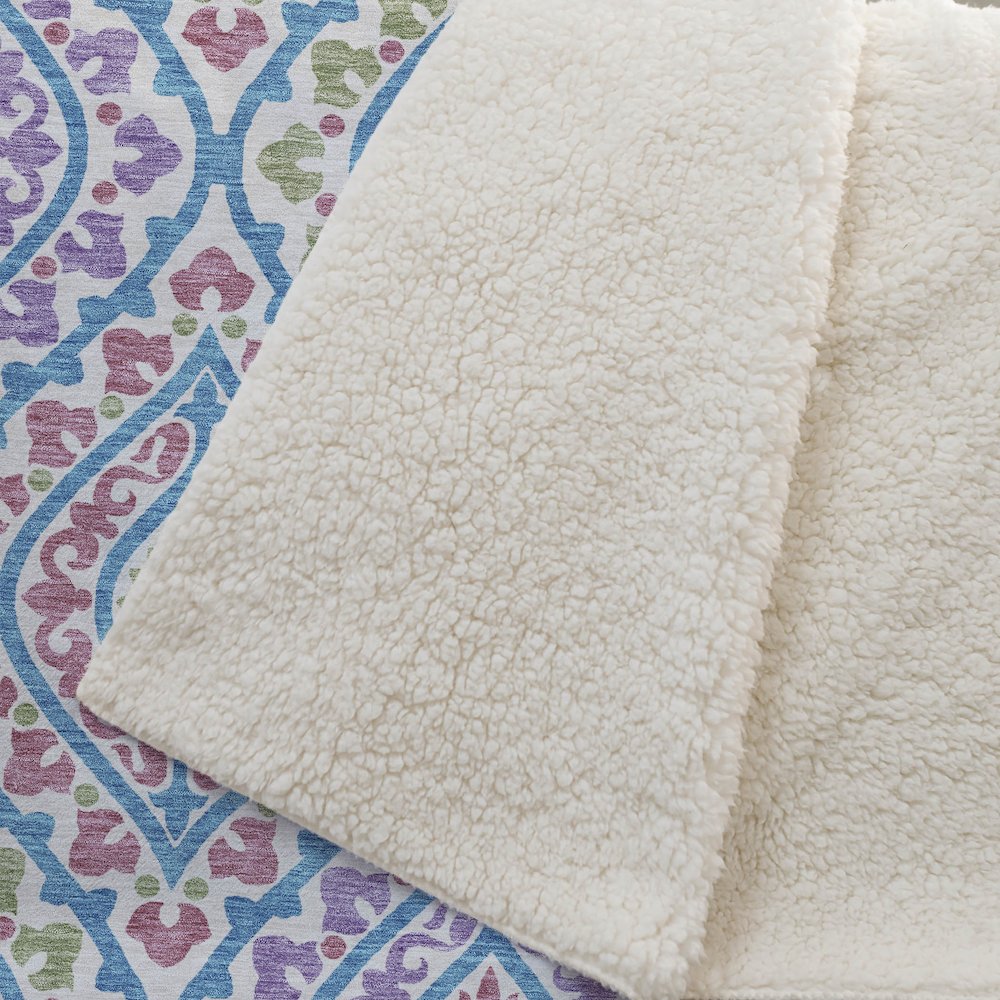 Premium Machine Washable ASB761 White 50" x 70" Sherpa Throw Blanket. Picture 2