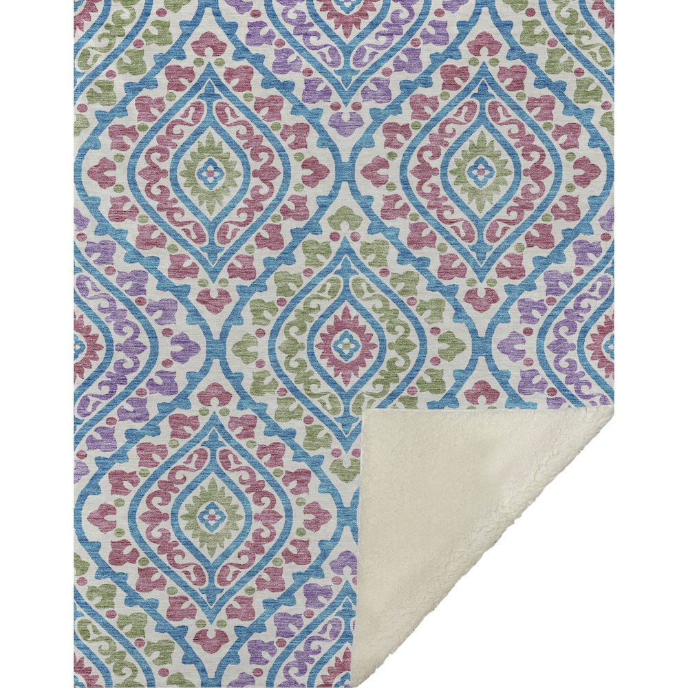 Premium Machine Washable ASB761 White 50" x 70" Sherpa Throw Blanket. Picture 1