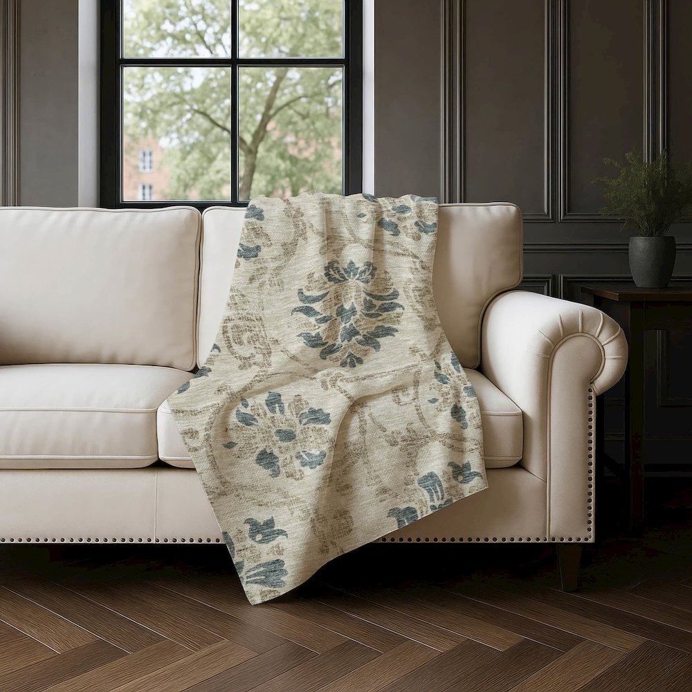 Premium Machine Washable ASB762 Beige 50" x 70" Sherpa Throw Blanket. Picture 4