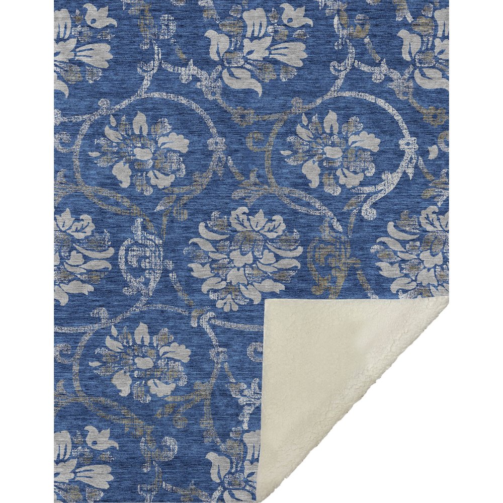 Premium Machine Washable ASB762 Blue 50" x 70" Sherpa Throw Blanket. Picture 1