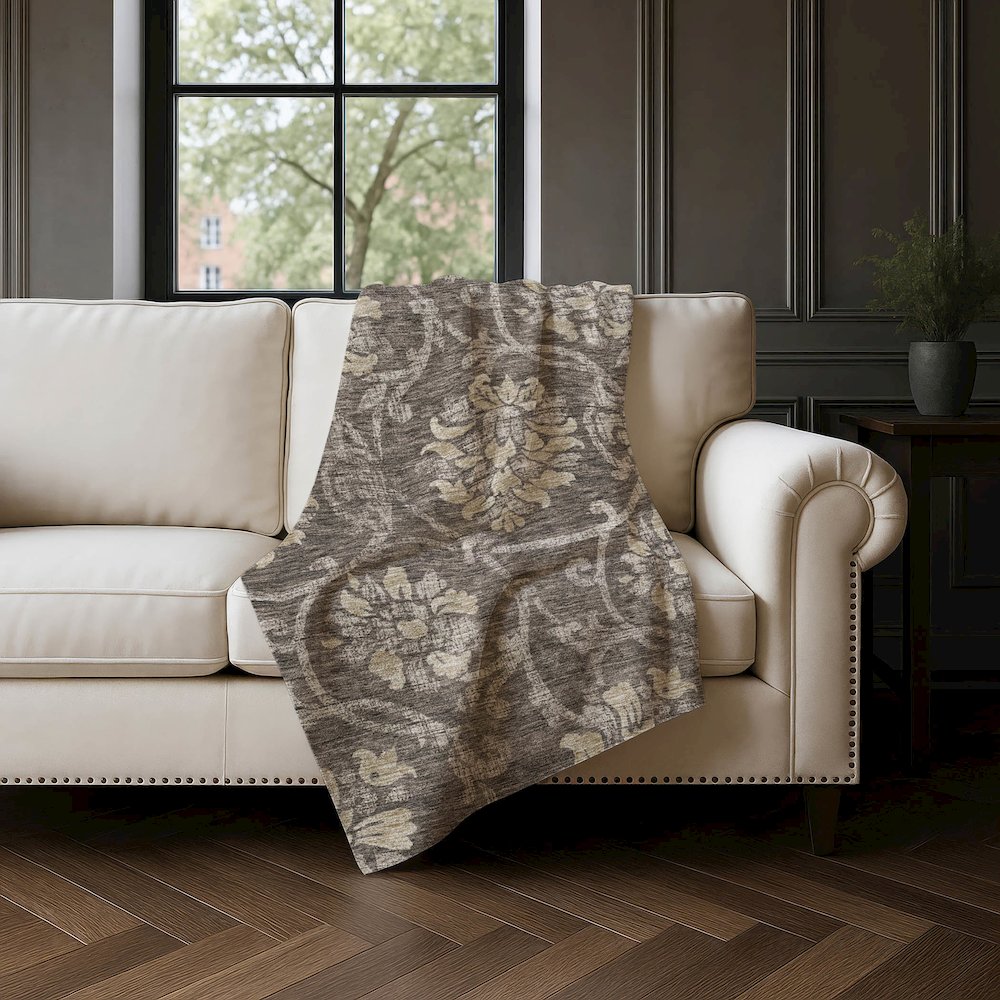 Premium Machine Washable ASB762 Brown 50" x 70" Sherpa Throw Blanket. Picture 4