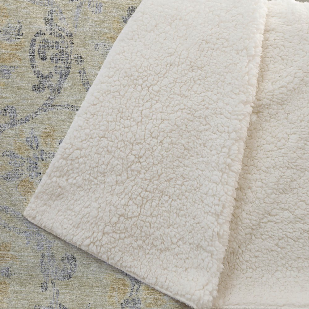Premium Machine Washable ASB762 Gold 50" x 70" Sherpa Throw Blanket. Picture 2