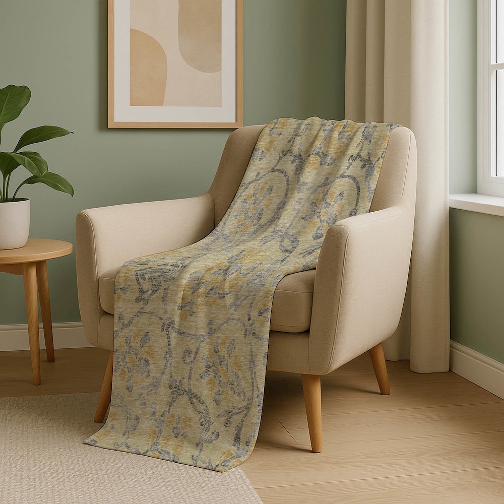 Premium Machine Washable ASB762 Gold 50" x 70" Sherpa Throw Blanket. Picture 5
