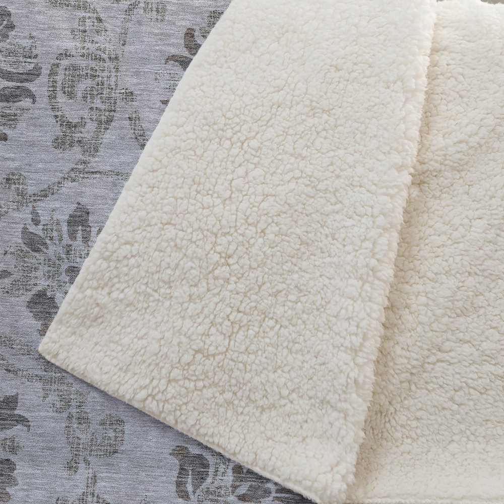 Premium Machine Washable ASB762 Gray 50" x 70" Sherpa Throw Blanket. Picture 2