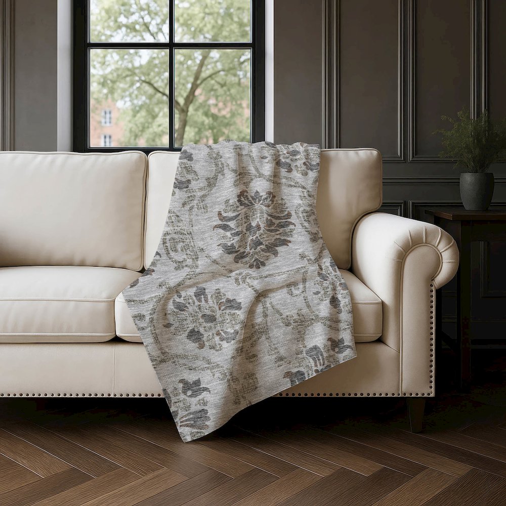 Premium Machine Washable ASB762 Gray 50" x 70" Sherpa Throw Blanket. Picture 4