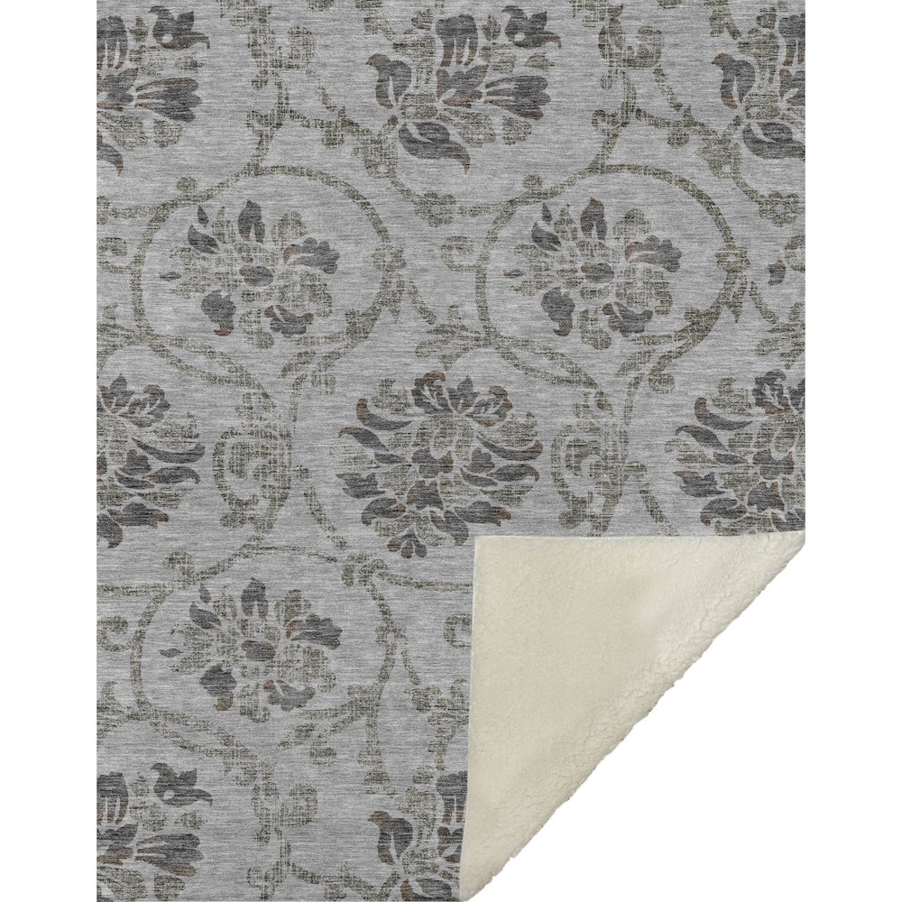 Premium Machine Washable ASB762 Gray 50" x 70" Sherpa Throw Blanket. Picture 1