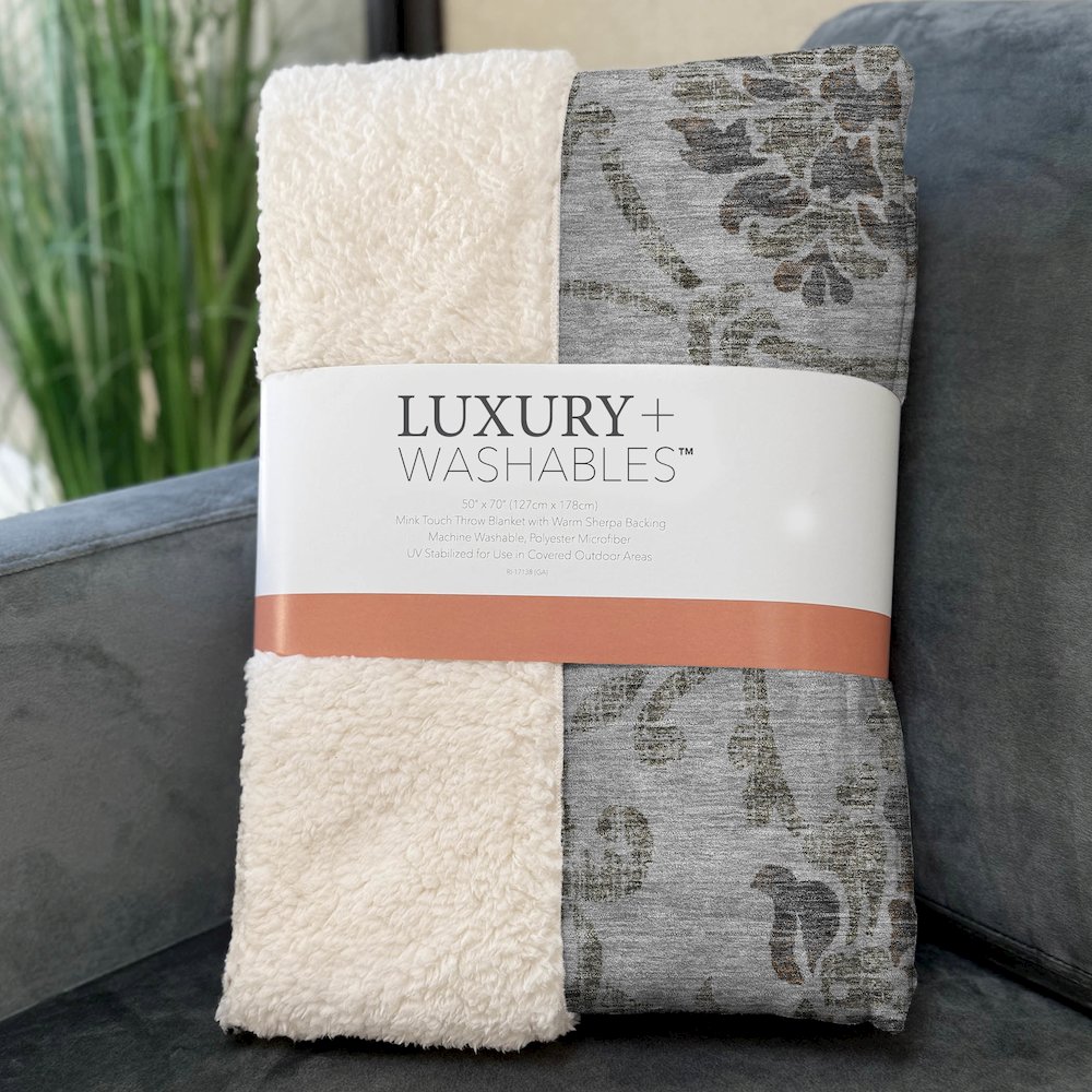 Premium Machine Washable ASB762 Gray 50" x 70" Sherpa Throw Blanket. Picture 3