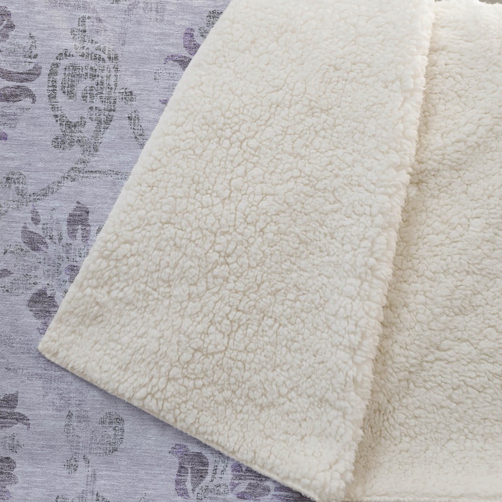 Premium Machine Washable ASB762 Lavender 50" x 70" Sherpa Throw Blanket. Picture 2