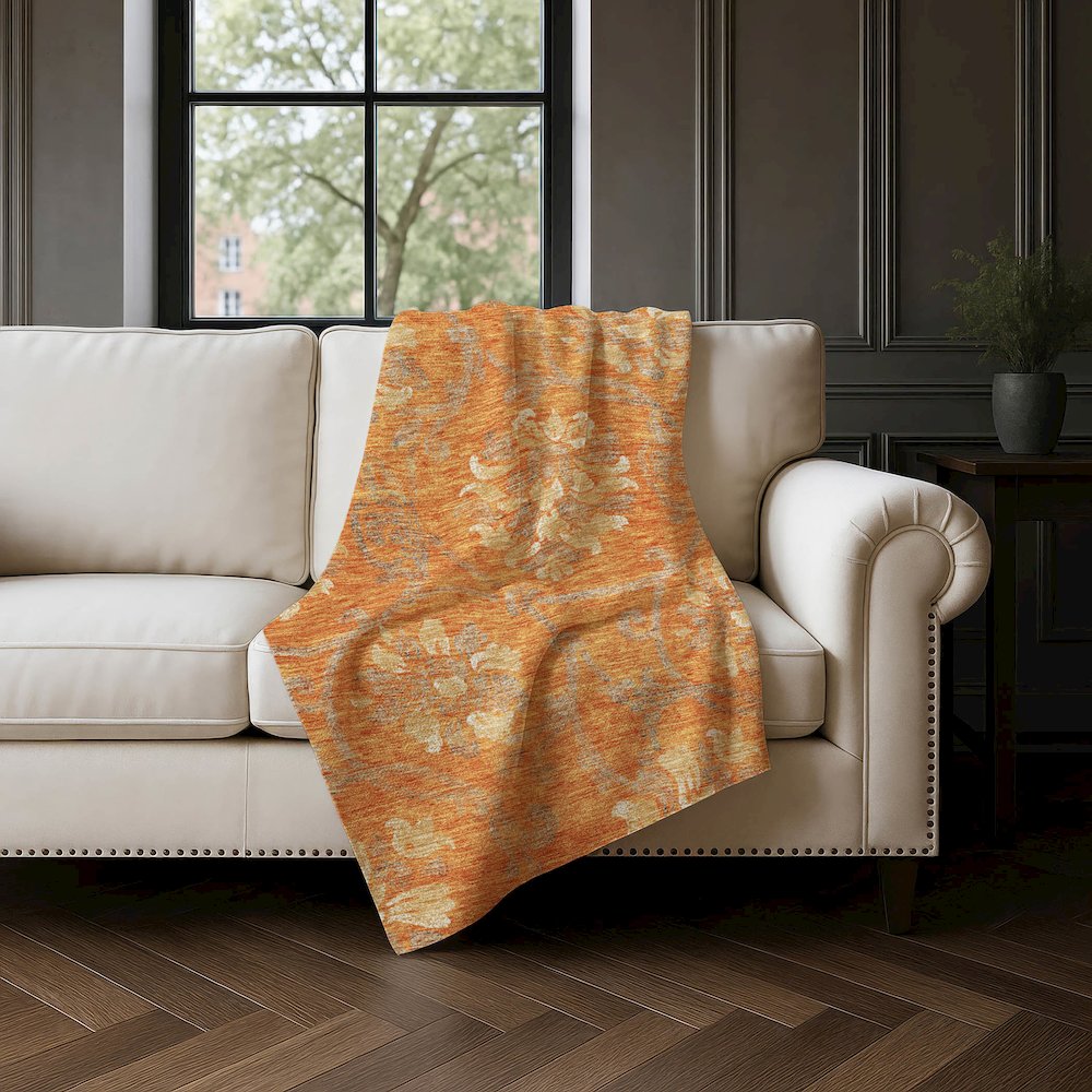 Premium Machine Washable ASB762 Orange 50" x 70" Sherpa Throw Blanket. Picture 4