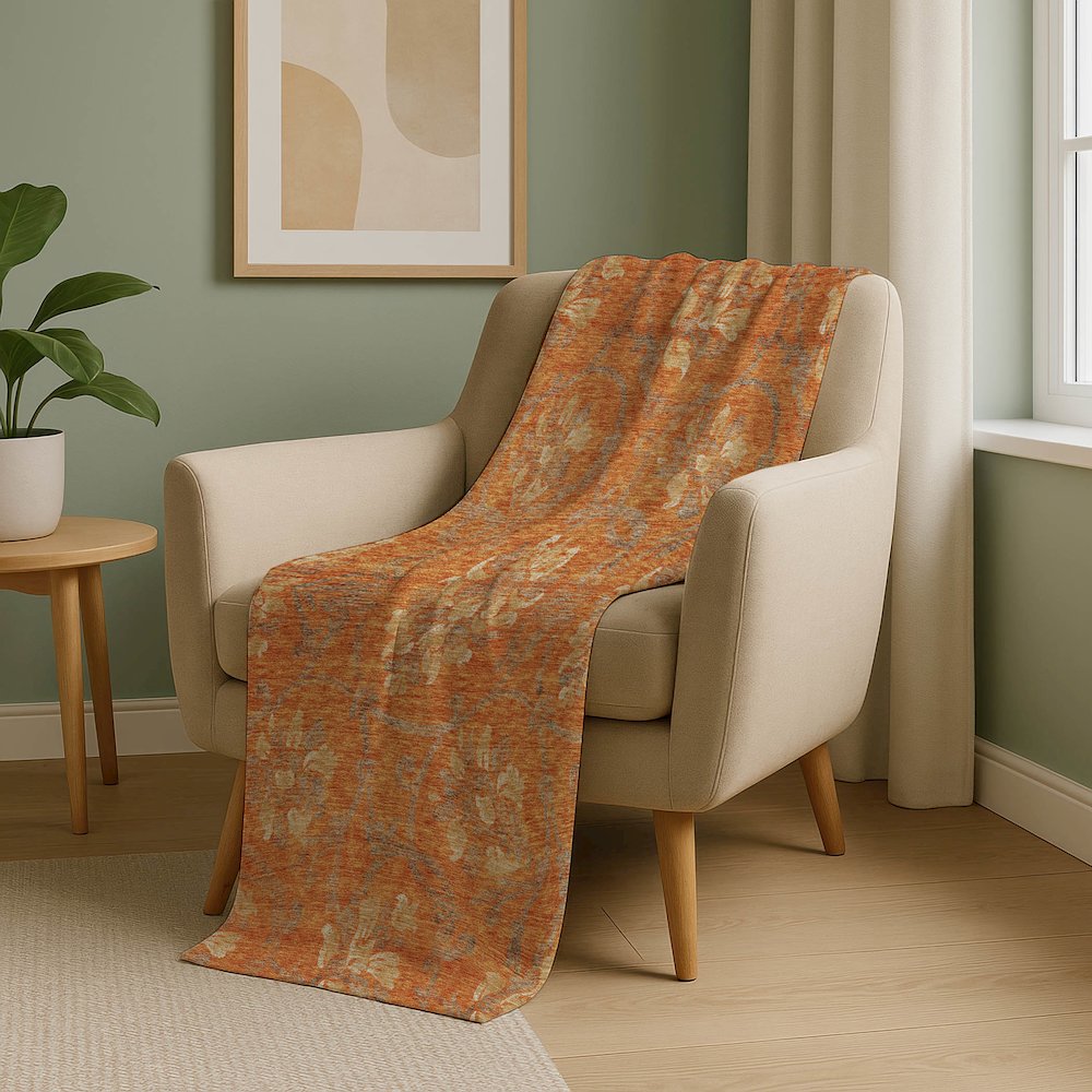 Premium Machine Washable ASB762 Orange 50" x 70" Sherpa Throw Blanket. Picture 5