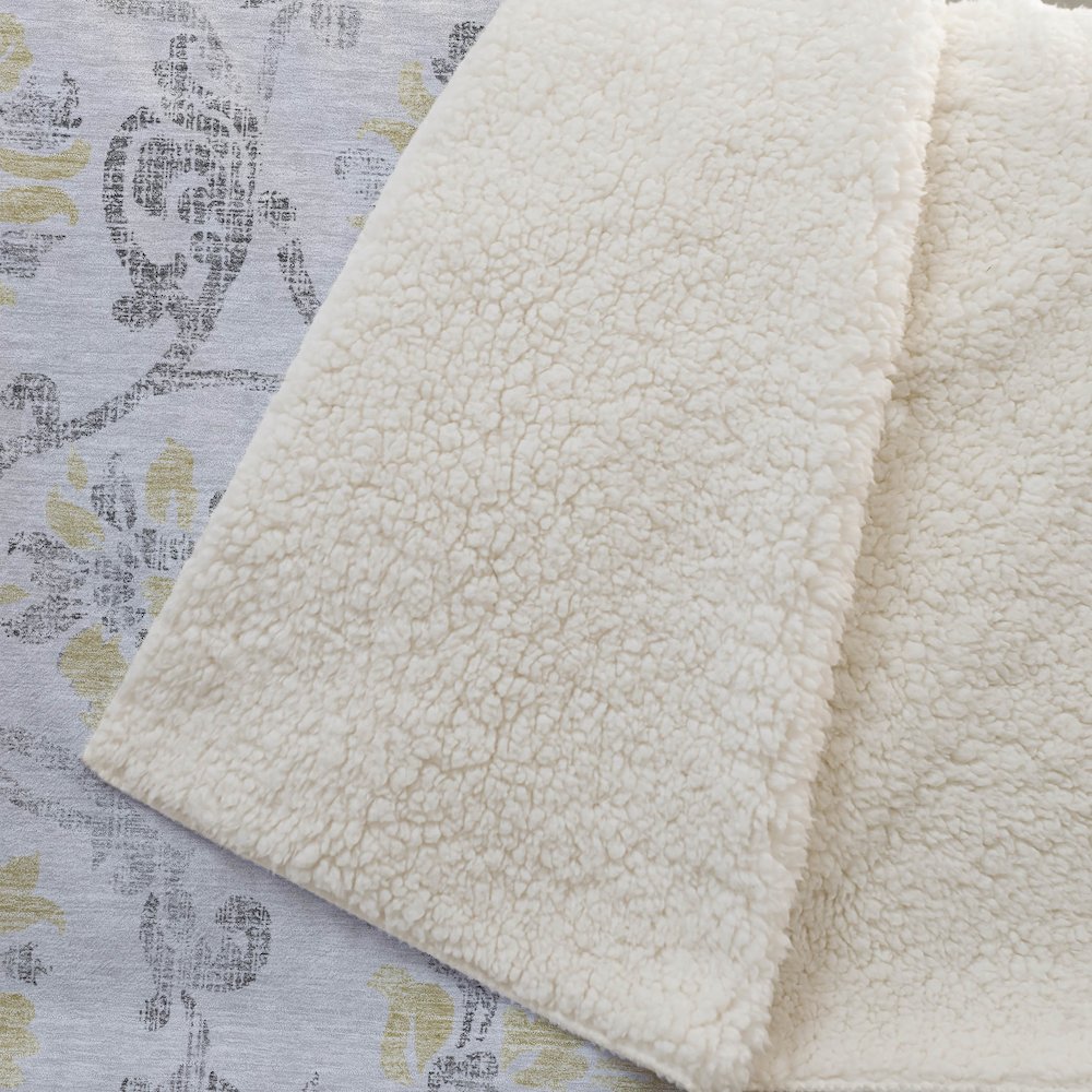 Premium Machine Washable ASB762 Silver 50" x 70" Sherpa Throw Blanket. Picture 2