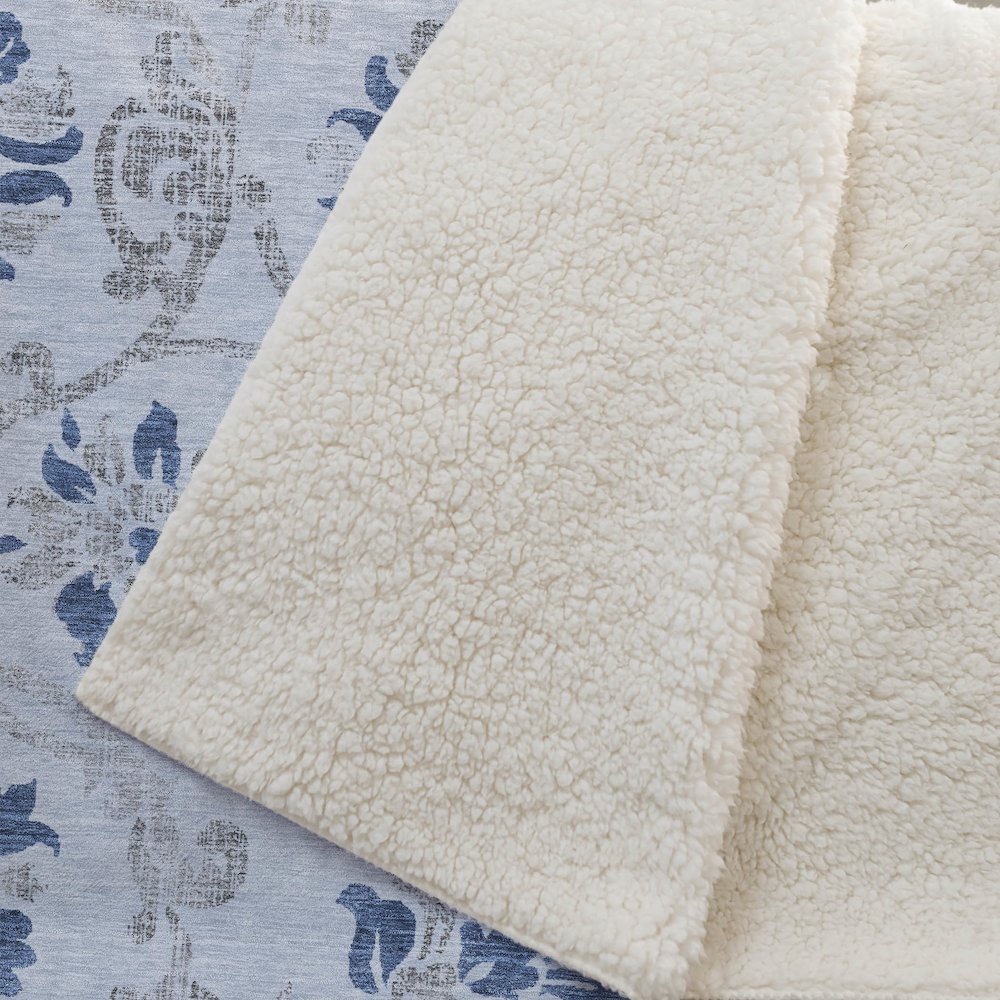 Premium Machine Washable ASB762 Sky 50" x 70" Sherpa Throw Blanket. Picture 2