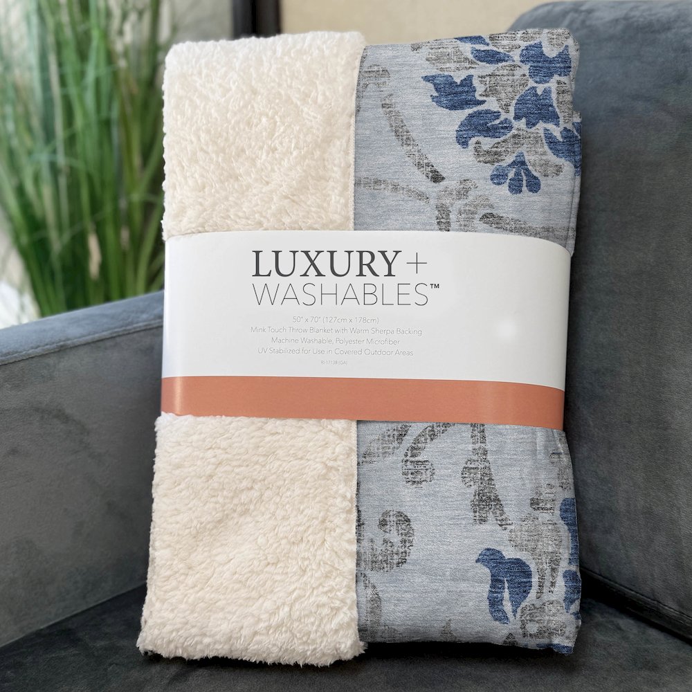 Premium Machine Washable ASB762 Sky 50" x 70" Sherpa Throw Blanket. Picture 3
