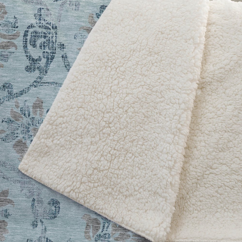 Premium Machine Washable ASB762 Teal 50" x 70" Sherpa Throw Blanket. Picture 2