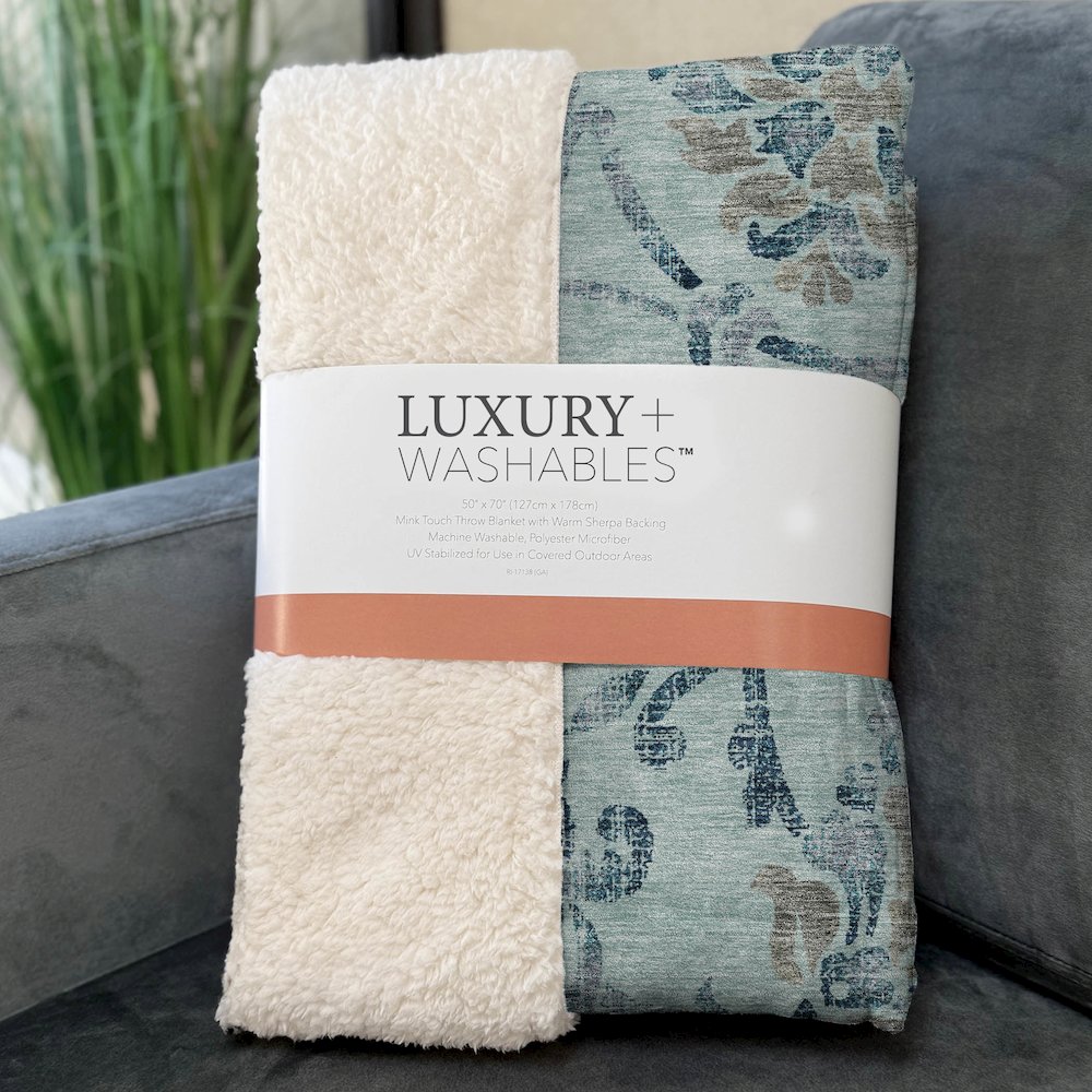 Premium Machine Washable ASB762 Teal 50" x 70" Sherpa Throw Blanket. Picture 3