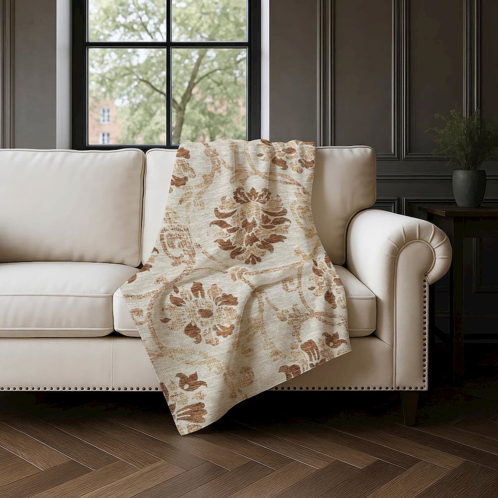Premium Machine Washable ASB762 Terracotta 50" x 70" Sherpa Throw Blanket. Picture 4